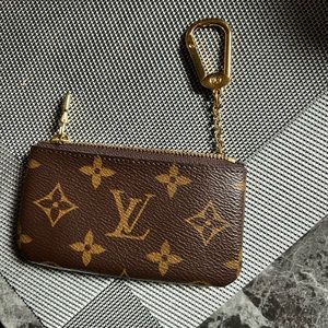 Louis Vuitton Monogram key pouch. Made in France.